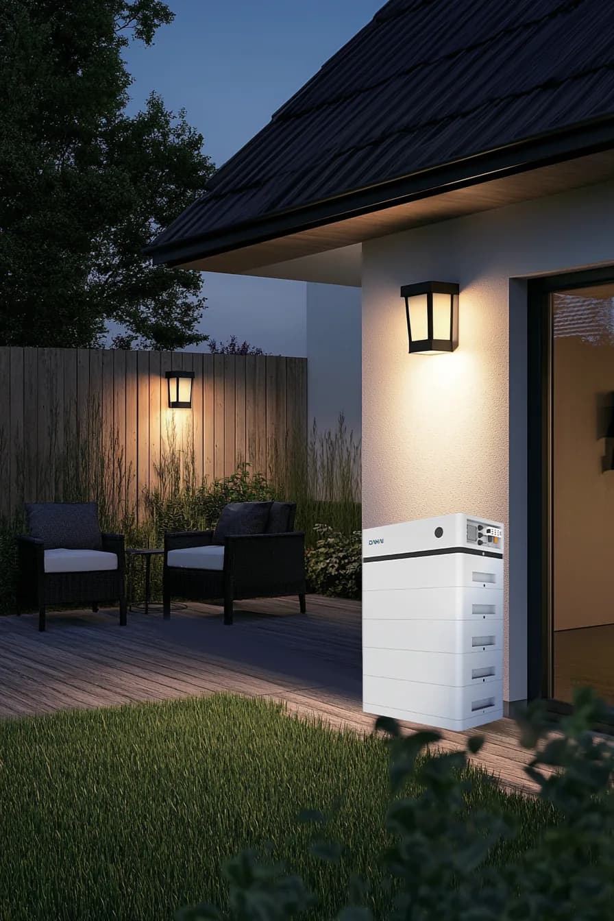 DH-SHL005RA1 stacked high-voltage battery installed on a terrace